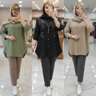شومیز مانتویی نگینی زنانه