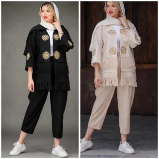کت شلوار لنین نچرال مروارید زنانه